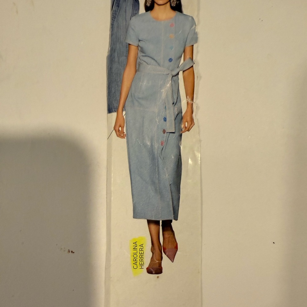 Carolina Herrera Blue Midi Wrap Dress with Tie Front